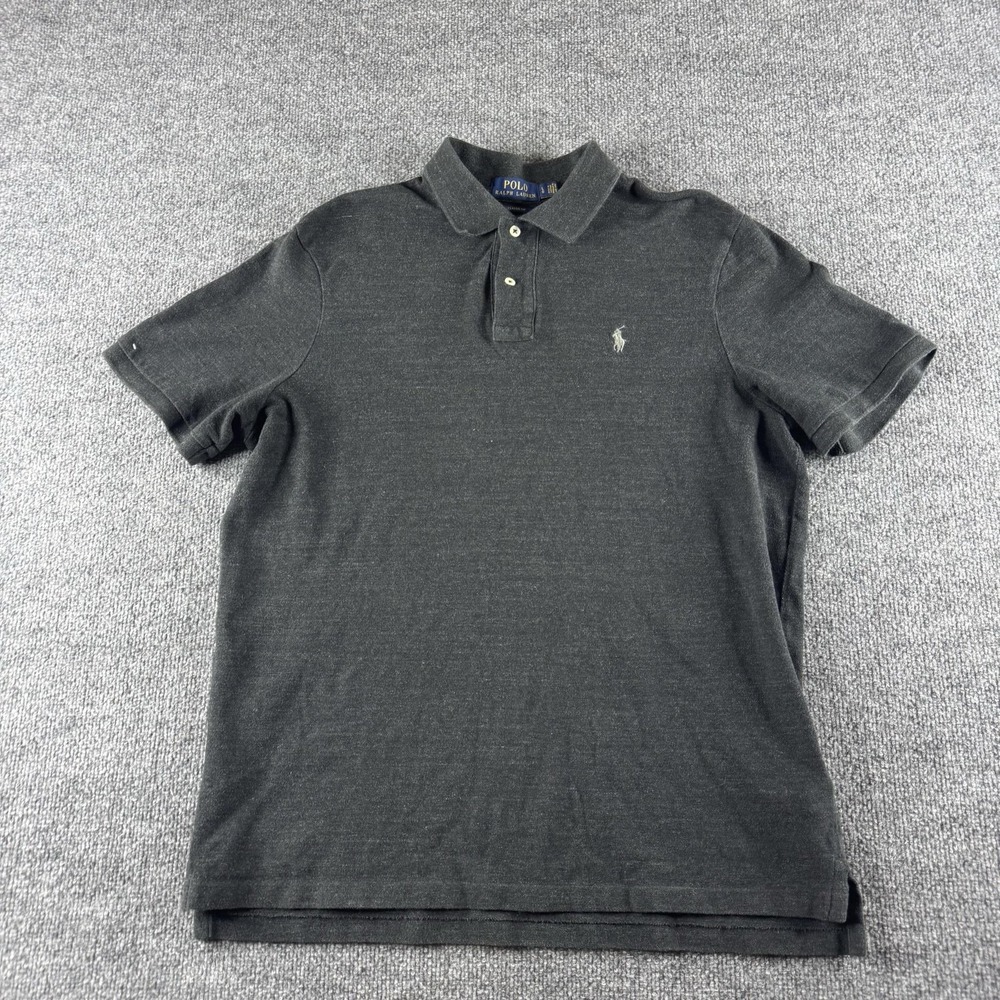 Polo‎ Ralph Lauren Polo Shirt Mens L Gray Short Sleeve Classic Fit Cotton Logo